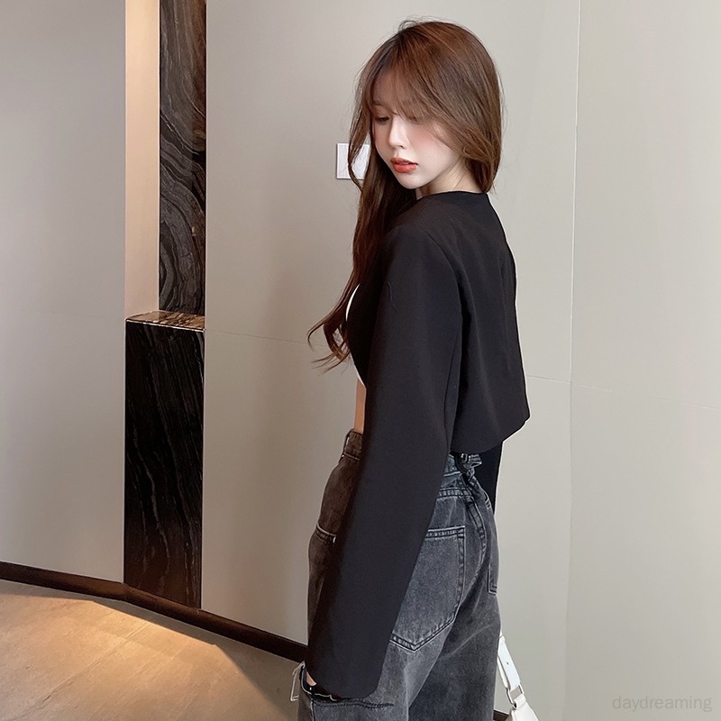 Áo Khoác Cardigan Ngắn Màu Trơn Siêu Ngắn Đa Năng Cho Nữ