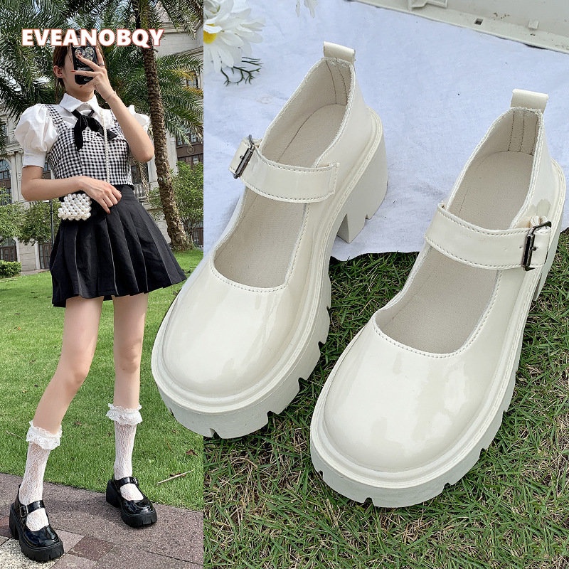 【Kiểm định chất lượng】Giày Da Mũi Tròn Đế Dày Phong Cách Mary Jane Nhật Bản Thời Trang Xuân Hè Cho Nữ