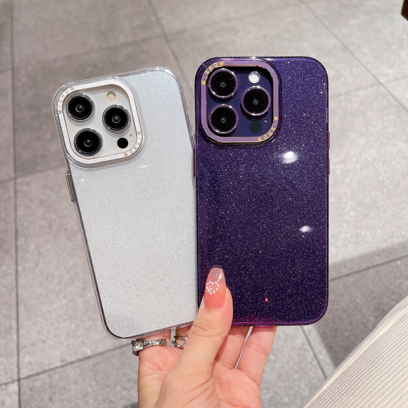 Ốp Điện Thoại Cứng Trong Suốt Chống Sốc Phối Kim Tuyến Sang Trọng Cho iPhone 14 13 12 Pro Max