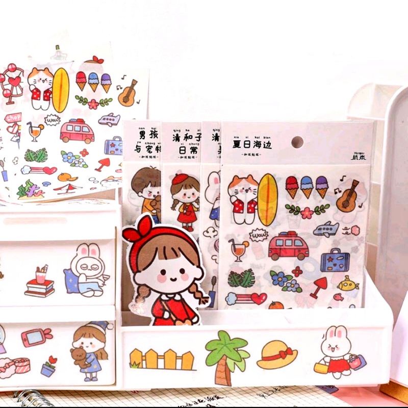 1000 tấm sticker hoạt hình siêu dễ thương chống thấm trang trí phòng, bàn làm việc