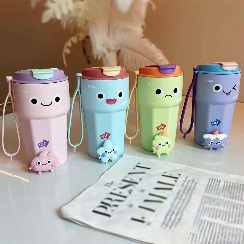 Bình Nước Giữ Nhiệt 400ml Họa Tiết Hoạt Hình Dễ Thương
