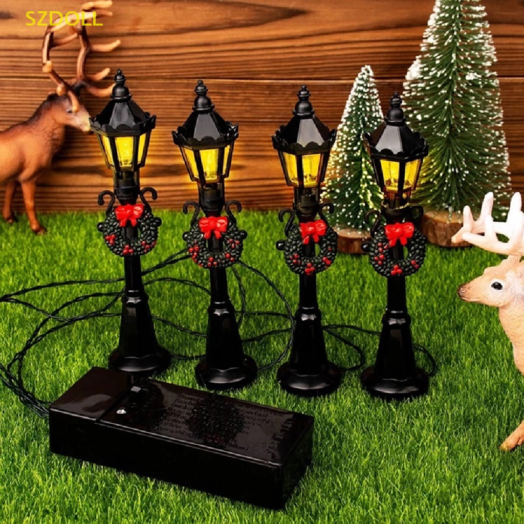 Set 4 / 6 Mô Hình Xe Nông Trại / Xe Đẩy / Đèn Đường Mini Trang Trí Nhà Búp Bê DIY