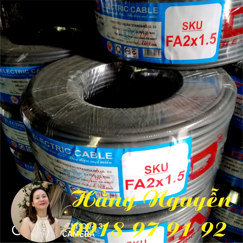 FA 2x1.0 1.5 2.5 4.0 6.0 - 10 MÉT - CÁP PHA 2 RUỘT ĐỒNG MỀM Cu/PVC/PVC 300/500V - CÁP ĐIỆN FADACO