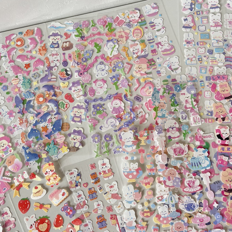 [SET 10 HOẶC LẺ] Sticker Dán Trang Trí Toploader Bujo Ngẫu Nhiên Random PET Lấp Lánh Confetti Ribbon