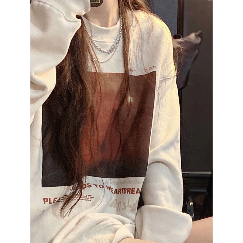 Porozi  Áo nỉ Áo len tay dài cổ tròn màu sắc đơn giản cho nữ