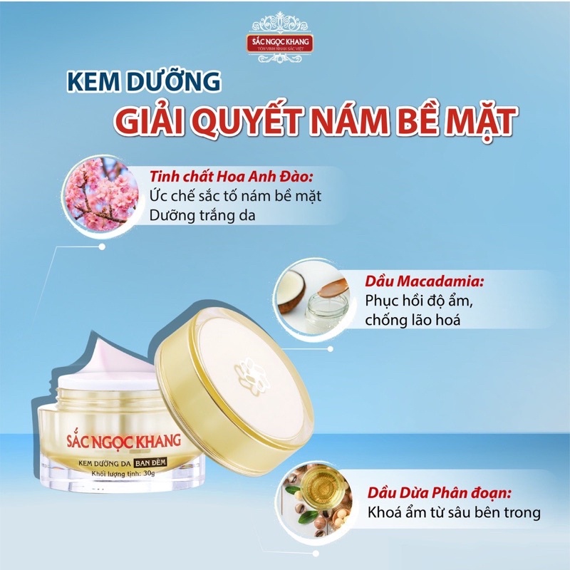 Kem Dưỡng Da Ban Đêm Sắc Ngọc Khang - nám da, sạm da, tàn nhang, Dưỡng ẩm, ngăn ngừa lão hóa