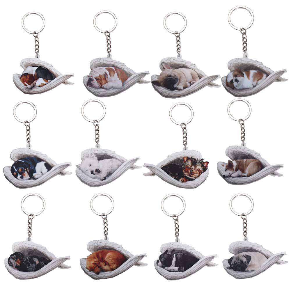 Móc Khóa Hình Chú Chó Đang Ngủ Bằng Acrylic Dễ Thương