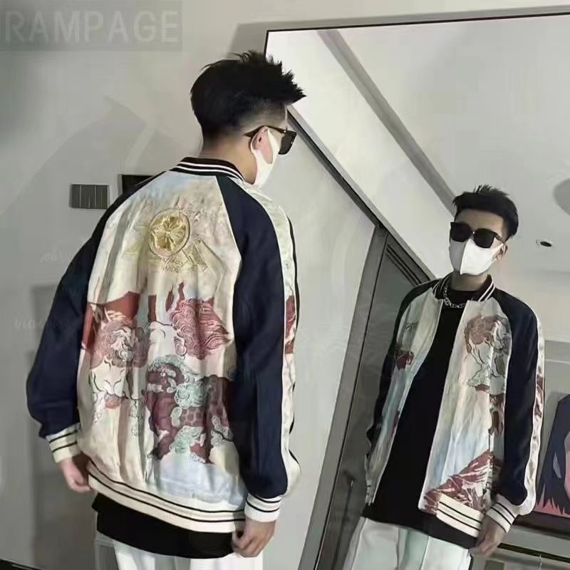 A 'o Bomber Influencer Su Liu Áo Khoác Bóng Chày Mỏng Phong Cách Đường Phố Thời Trang Xuân Thu Cho Nam Sinh