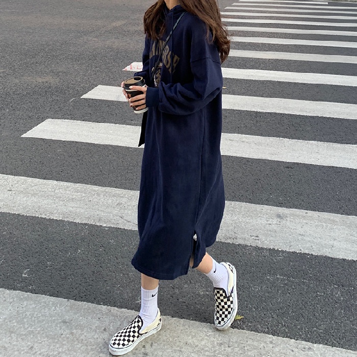 Đầm Dài Qua Gối Dáng Rộng Phong Cách Hàn Quốc Thời Trang Mùa Đông Xinh Xắn