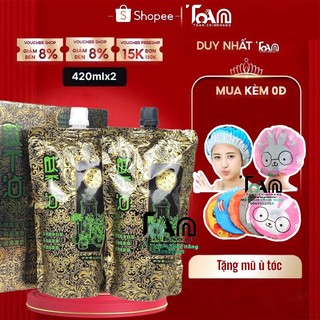 Cặp Nhuộm Đen Hàn Quốc HD Mùi Cafe Không Dính Da Đầu Không Sót 420ml x2