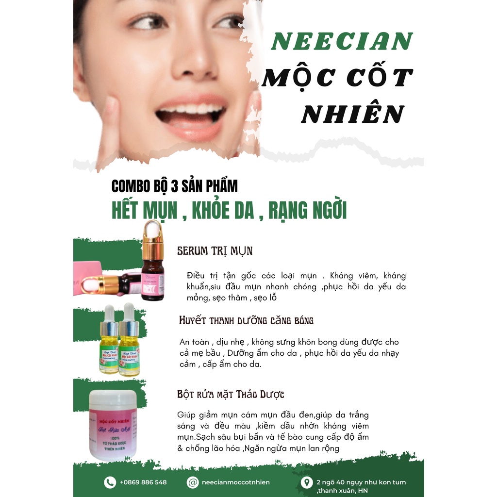 Combo Bộ 3 sản phẩm bay Mụn nhà Mộc Cốt Nhiên - Quỳnh Anh academy