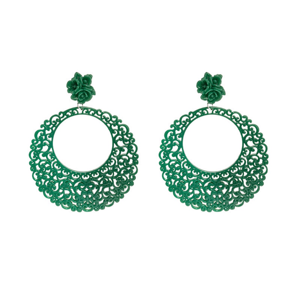 Cửa Hàng Cổ Tích| 1 Đôi Bông Tai Hình Tròn Rỗng Mặt Hoa Thời Trang Dành Cho Nữ