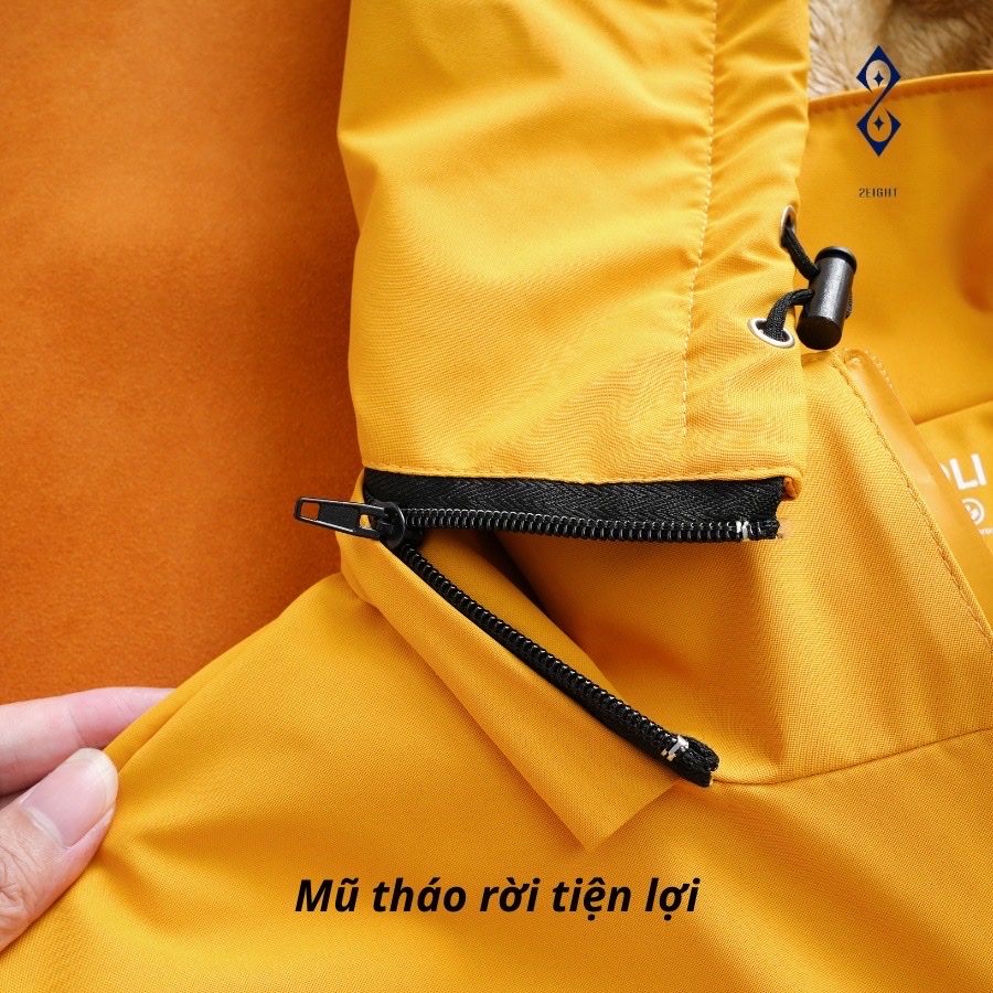 Áo khoác gió Nữ lót lông Chống nước,chất liệu Vải gió tráng bạc chống nước cản gió lót lông cừu vàng | BigBuy360 - bigbuy360.vn