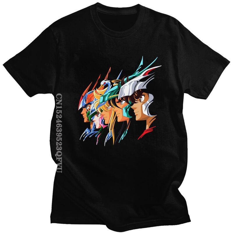 Anime Nhật Bản Saint Seiya Saint Seiya Áo thun ngắn tay nam cổ tròn Cotton Áo thun ngắn tay