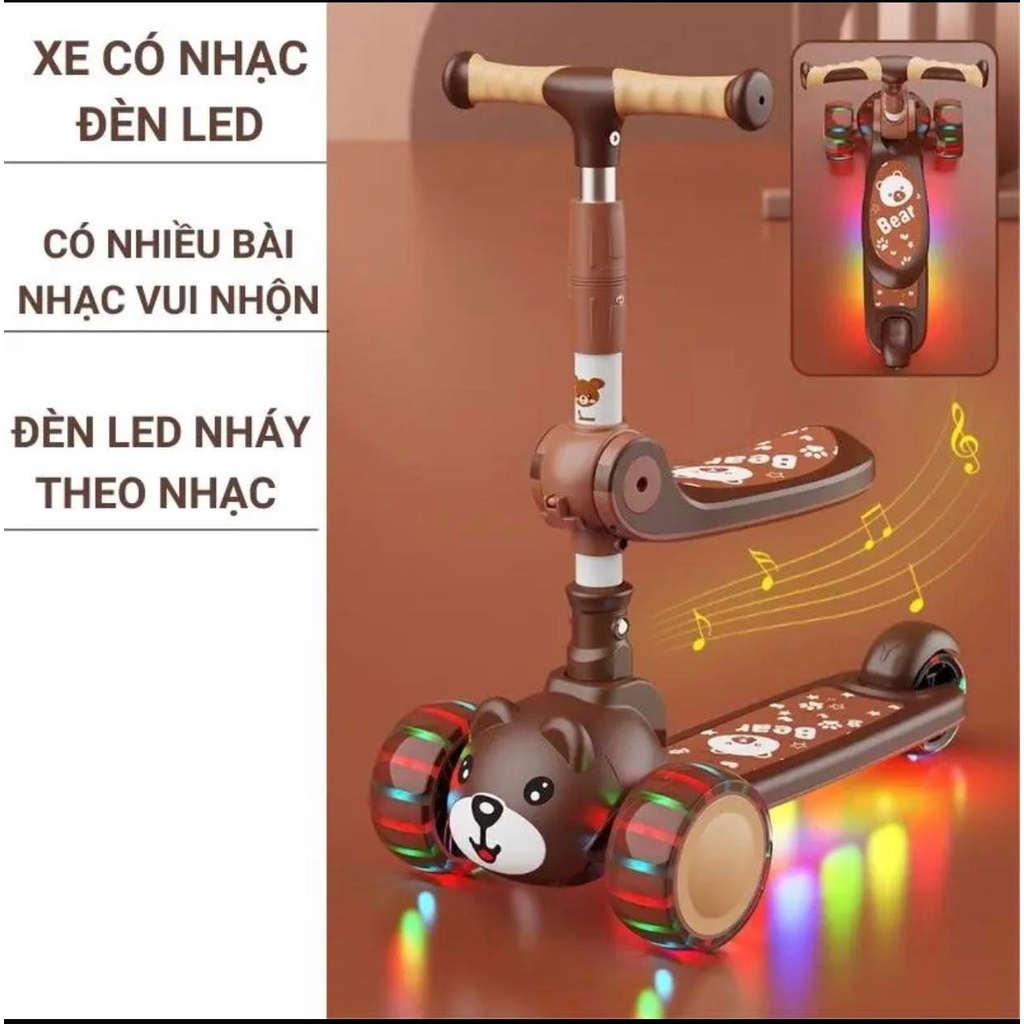 SIÊU XE SCOTER ĐẠP NHÚN LÀ ĐI-xe trượt có đèn nhạc có ghế ngồi