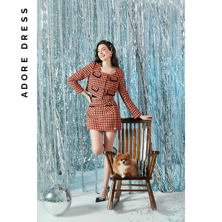 Áo crop blazer 4 túi viền tweed màu 2 màu 2BL3002 ADORE DRESS