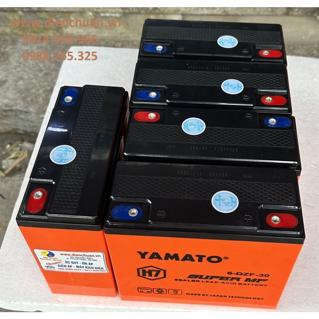 Bộ 5 bình ắc quy xe máy điện 60V 30Ah YAMATO H7 6-DZF-30 ( bình màu vàng 35kg/5 bình)