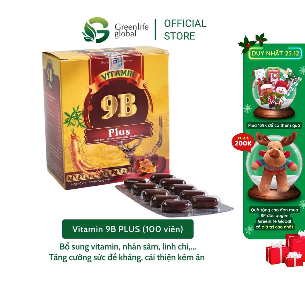 VITAMIN tổng hợp 9B PLUS Đại Uy tăng cường sức đề kháng, giúp ăn ngon, ngủ ngon (100 viên nang mềm)