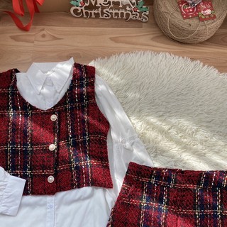 Set dạ kẻ đỏ