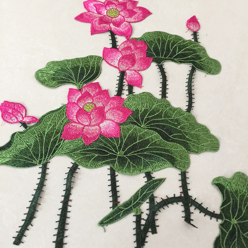 Miếng vá quần áo thiết kế hoa sen kích thước 36x31cm thời trang
