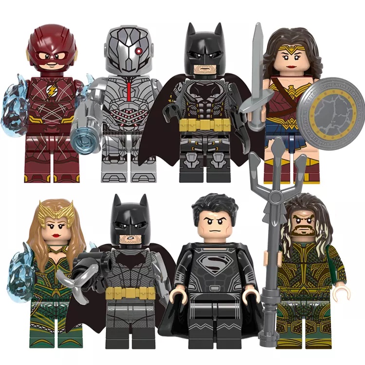Dc Justice League Bat Mera wonder Nữ Aquaman Cyborg Siêu Anh Hùng Khối Mini Nhân Vật Đồ Chơi