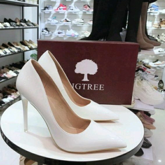 Giày cao gót Bigtreee da bóng đen nâu nude kem trắng siêu tôn dáng