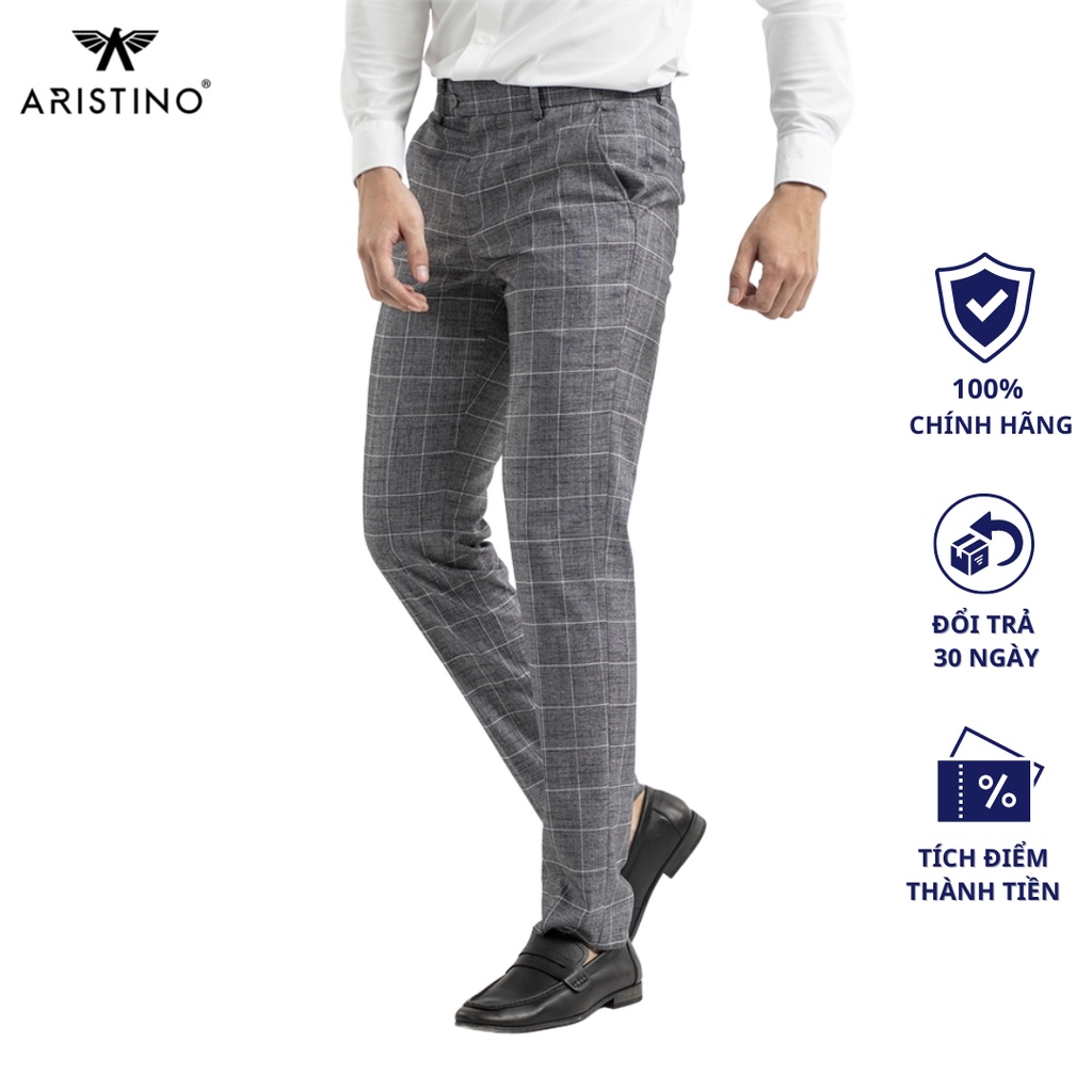 Quần âu nam ARISTINO phom Slim fit ôm họa tiết kẻ tinh tế, chỉn chu, lịch lãm - ATR03001
