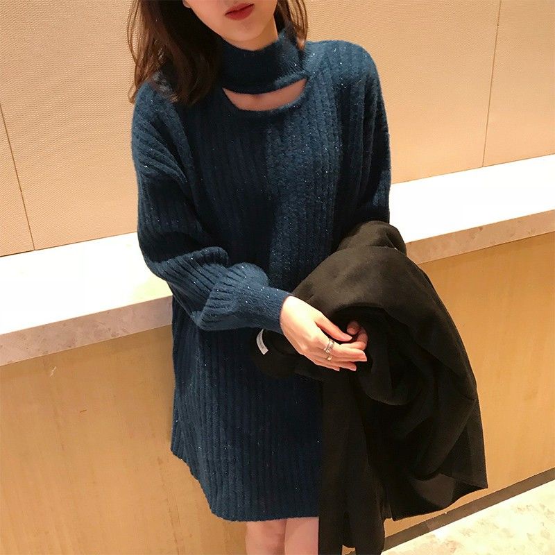 Đầm Dệt Kim Dáng Rộng Màu Trơn Thời Trang Thu Đông 2022 Mới Cho Nữ