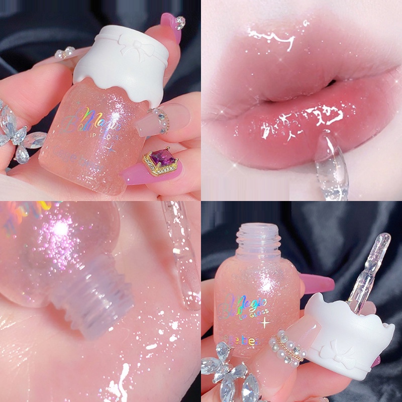 Son Bóng Không Màu Dưỡng Ẩm Lâu Trôi Thiết Kế Vỏ Hình Gấu Dễ Thương