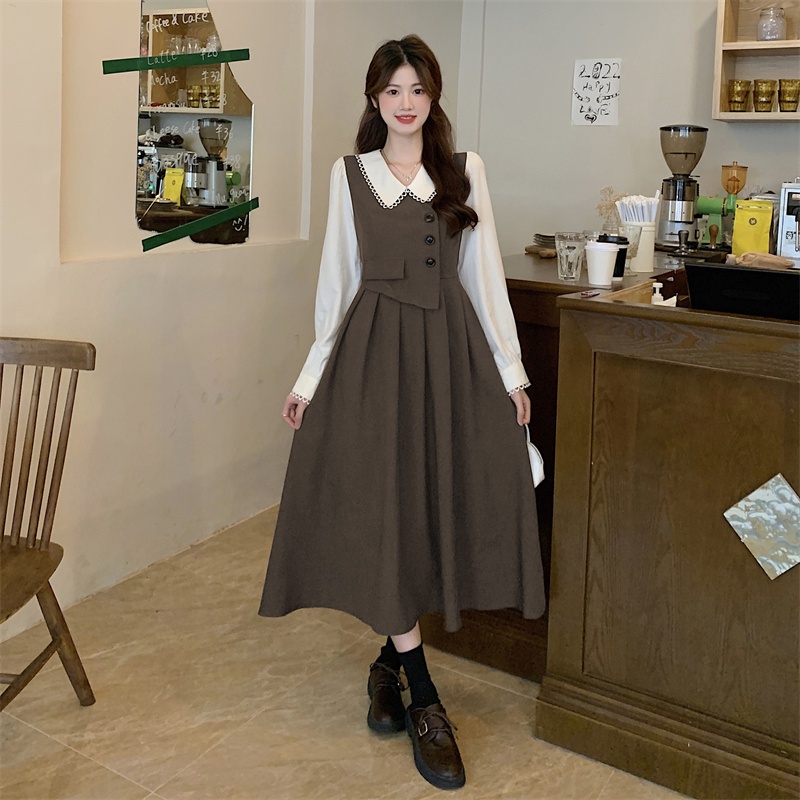 Đầm Chữ A Tay Dài Cổ Búp Bê Phong Cách Hàn Quốc Cổ Điển Thời Trang Mới Dành Cho Bạn Nữ