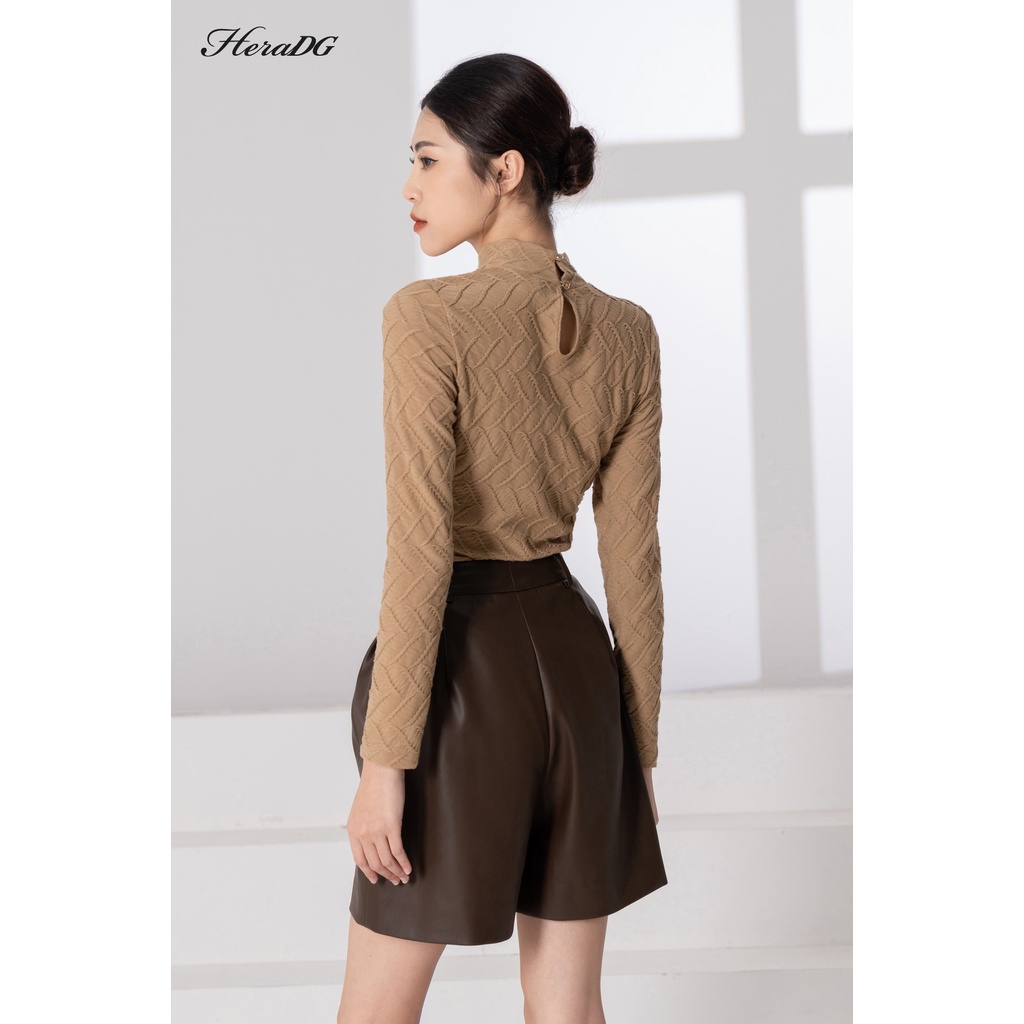 Áo len họa tiết thiết kê cổ 5 phân cúc mở sau HeraDG WAKBB3014