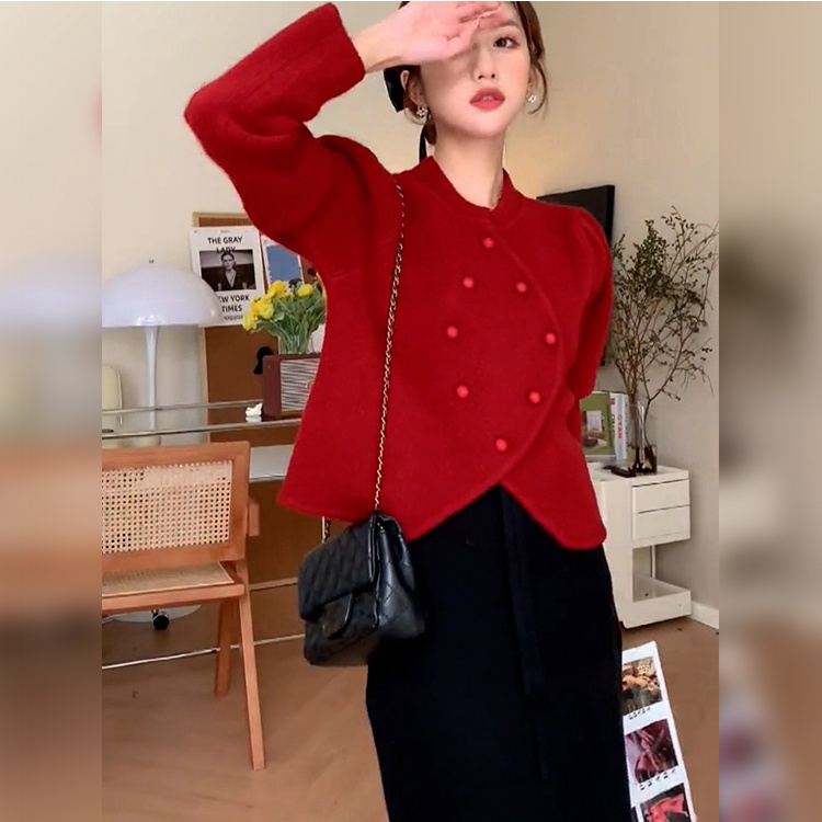 Đầm Sweater Đỏ Đa Năng Thời Trang Thu Đông Cho Nữ JJ