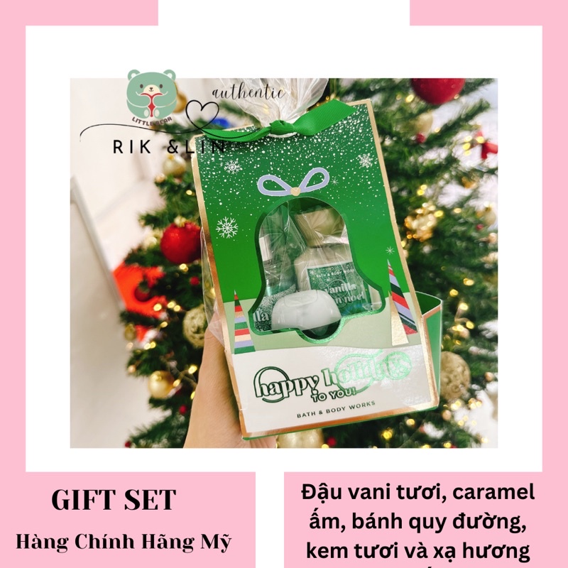 Auth_ VANILLA BEAN NOEL _ GIFT SET QUÀ TẶNG 3 MÓN / Xịt Thơm Toàn Thân Body Mist Bath & Body Works Usa