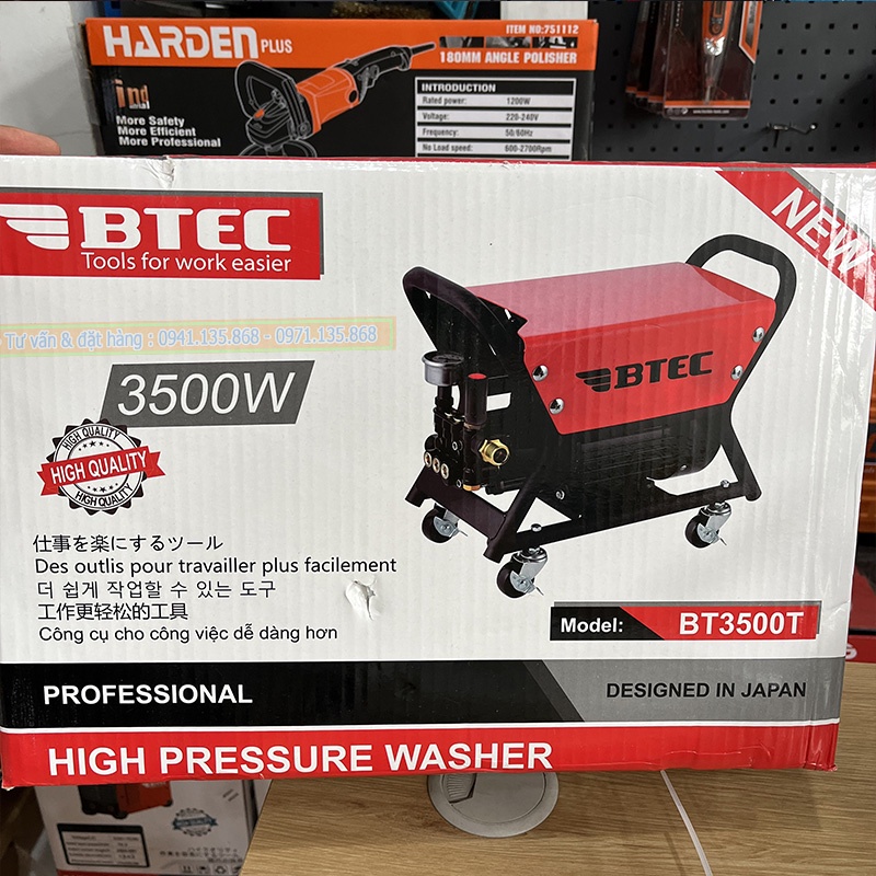 Máy Rửa Xe Gia Đình 3500W, Rửa xe cao áp, BTEC BT3500T