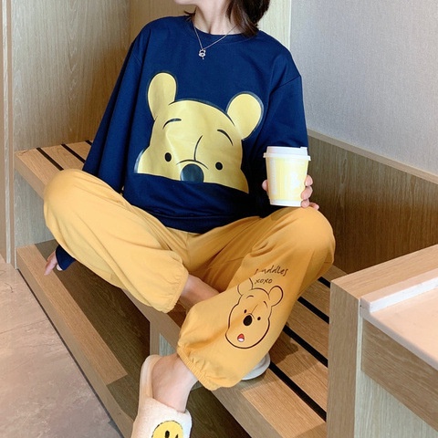 Đồ Bộ Pijama Dài Tay Chất  Cô Gái Dâu Tây Gấu Siêu Phổ Biến INS Phong Cách ✨TTK386