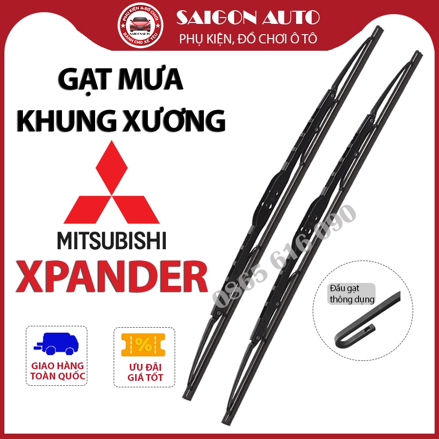 Cặp gạt mưa ô tô xe Mitsubishi Xpander (2018-2022) thanh gạt nước kính khung xương sắt lưỡi silicon