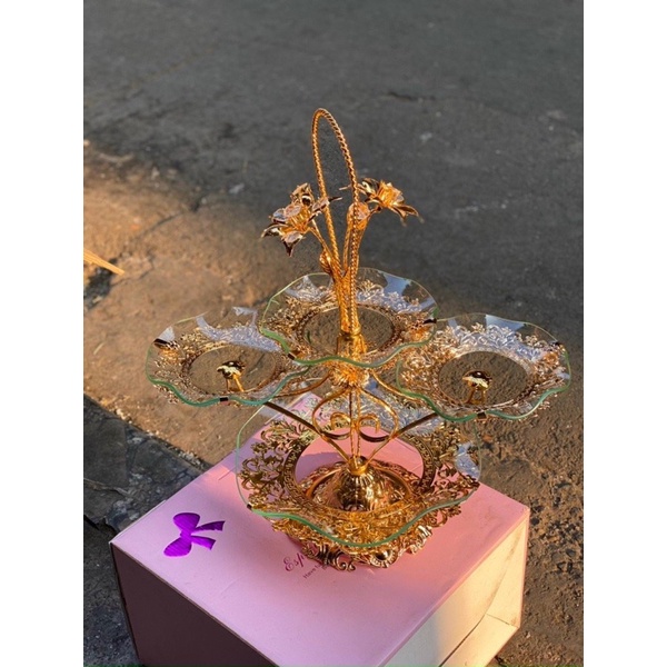 Khay Đựng Bánh Kẹo , Hoa Quả Mứt Tết | 5 đĩa , 4 đĩa / Đĩa 3t thẳng là hàng hơi lỗi hoa và sơn ở khung