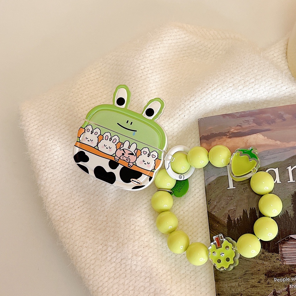 Vỏ Bảo Vệ Hộp Sạc Tai nghe không dây AirPods 1 2 3 Pro2 2022 Bằng Tpu Mềm Trong Suốt Hình Thỏ / Ếch 3D Dễ Thương