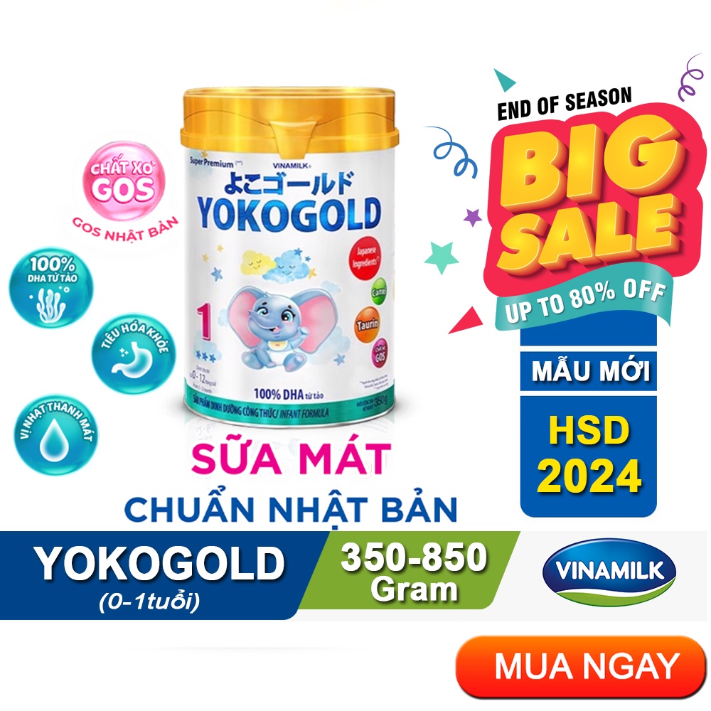 Sữa bột Yoko Gold 1 - Sữa mát Vinamilk dưỡng chất tốt từ Nhật Bản, Vị Nhạt thanh mát, Tiêu hóa khỏe.