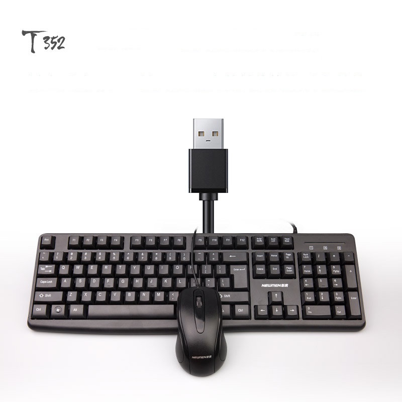 Combo bàn phím chuột máy tính có dây Newmen T352, đệm silicone chất lượng cao, keycap bố trí cao thấp công thái học