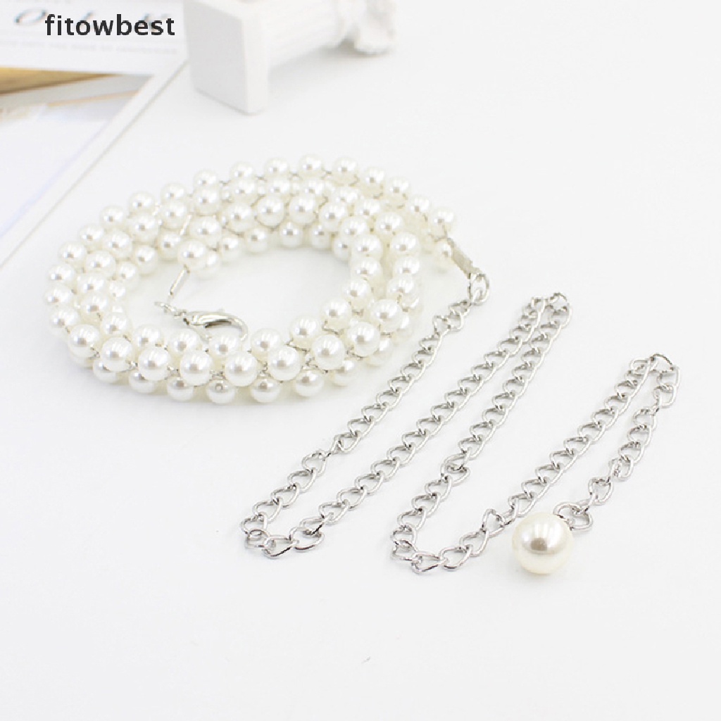 Thắt Lưng Dây Xích Mảnh Đính Ngọc Trai Thanh Lịch Thời Trang Cho Nữ