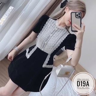 BIGSIZE Đầm nhung ren phối D19A
