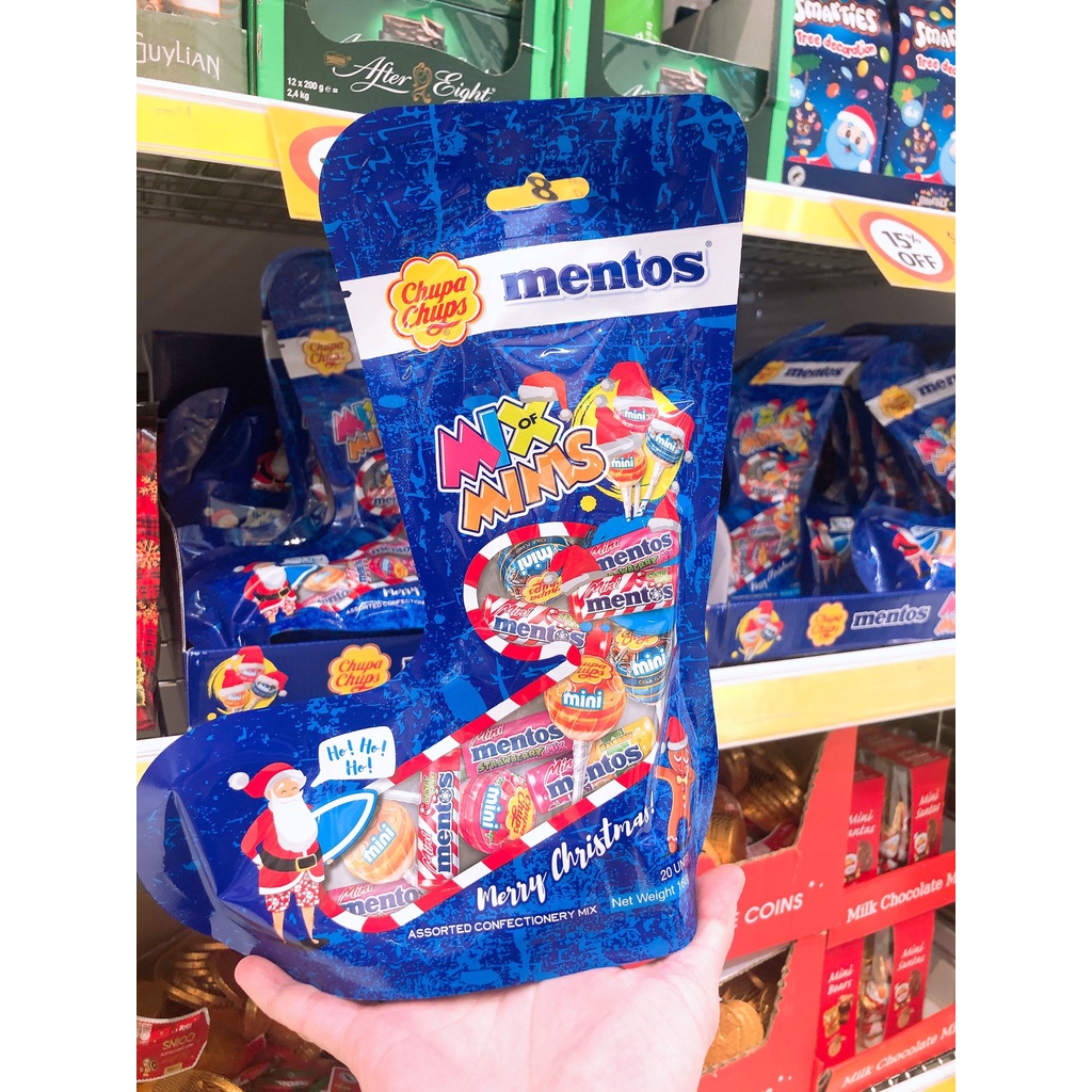 Túi Kẹo Chupa Chups Mentos Hình Chiếc Giầy Giáng Sinh Noel Christmas Mix Minis - Kẹo gậy Noel