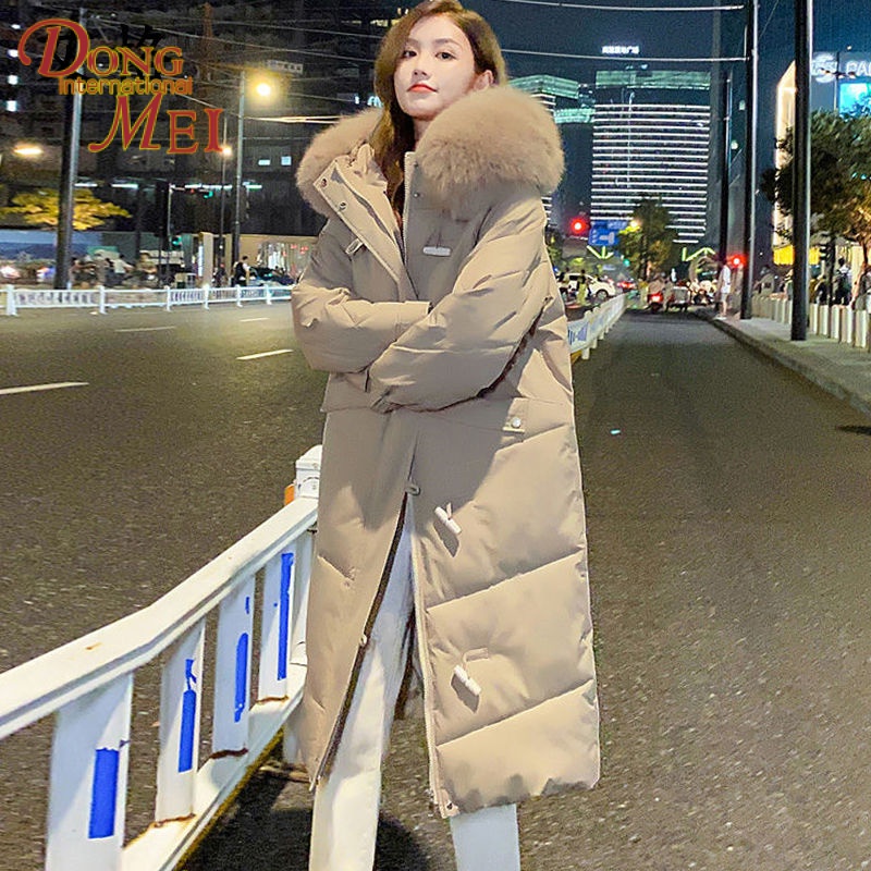 Aige Áo Khoác Phao Dày Dáng Rộng Dài Qua Gối Cổ Phối Lông Phong Cách Mới Cho Nữ