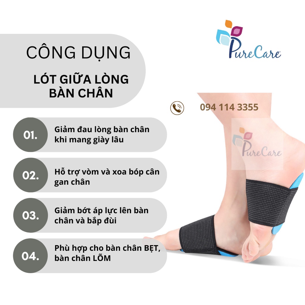 Lót giày MASSAGE VẢI THUN cho giữa lòng bàn chân - BÀN CHÂN BẸT "PHẲNG"