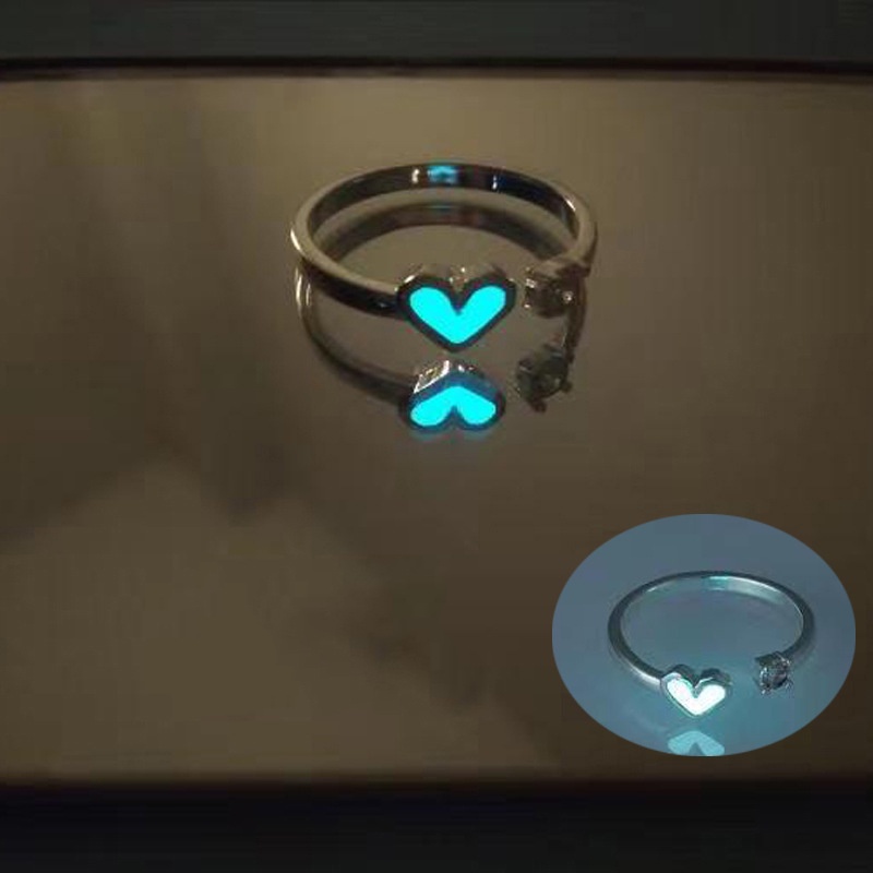 Nhẫn Hở Hợp Kim Hình Trái Tim Dạ Quang Lấp Lánh