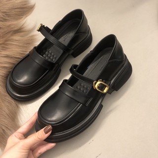 Giày Xăng Đan Sandals MaryJanes quai màu đen da bóng da lì đế cao 3cm Lolita Ulzzang Hàn Quốc CÓ SẴN 1889