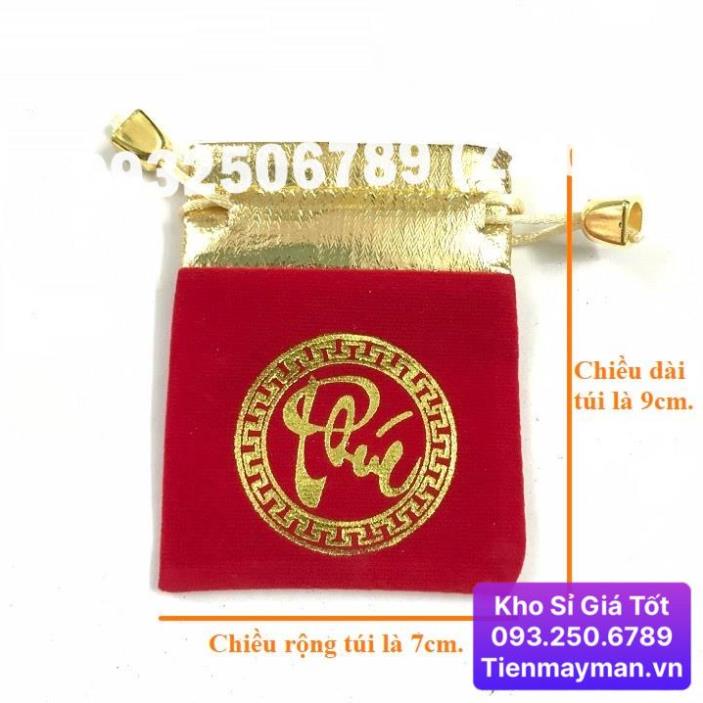 ⭐HÓT⭐ Combo 100 Túi Nhung Chữ LỘC PHÚC rút dây 7 x 9 đựng Xu, Trang Sức, Đồ Phong Thủy
