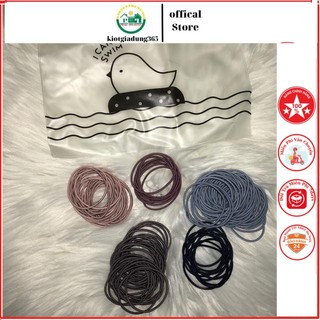 Set 100 chiếc chun cột tóc nhiều màu sắc đựng bằng túi zip - Gói chun 100 sợi túi zip sang chảnh