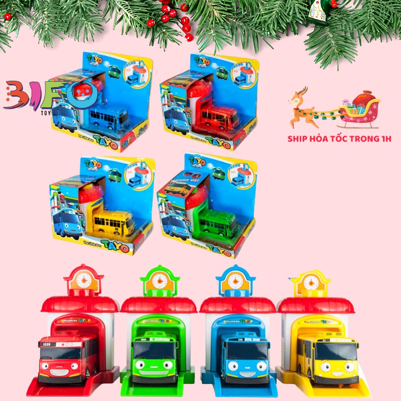 Xe buýt Tayo Bus garage Đồ chơi trẻ em bộ sản phẩm gồm 1 nhà và 1 xe